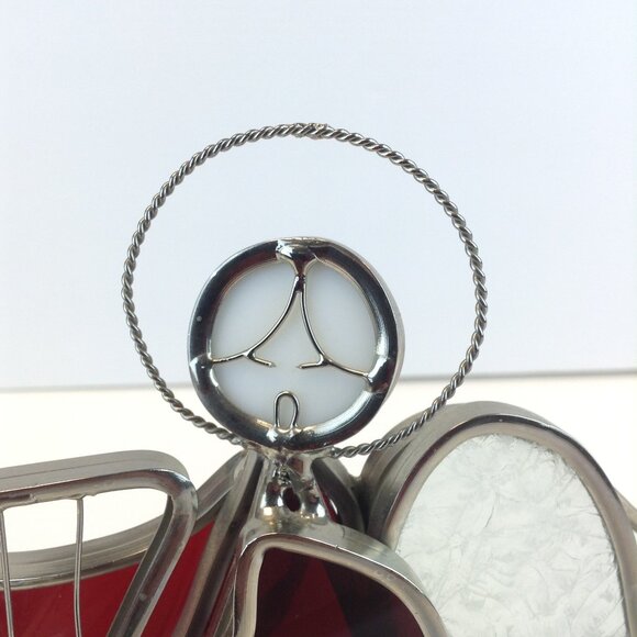 Vintage Red Stained Glass Harp Playing Angel Votive/Tealight Holder - Picture 15 of 16